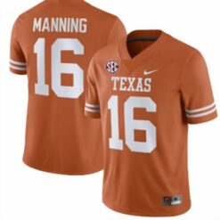 Arch Manning Jersey #16 Texas Longhorns SEC Orange College Football