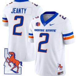 Ashton Jeanty Jersey #2 Boise State Broncos Map Patch Vapor Football White