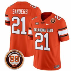 Barry Sanders Jersey #21 Oklahoma State Cowboys Leslie O'neal Patch Vapor Football Orange Stitched