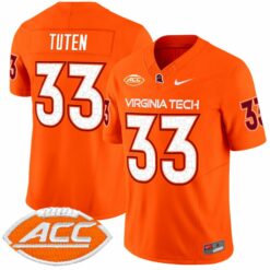 Bhayshul Tuten Jersey #33 Virginia Tech Hokies Vapor Limited College Football Orange