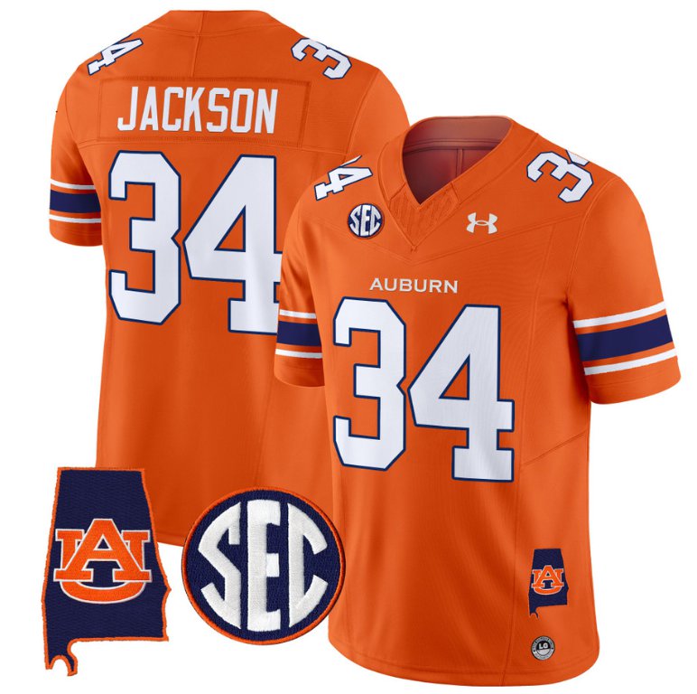 Bo Jackson Jersey #34 Auburn Tigers SEC Patch Vapor Limited College Football Stitched Orange