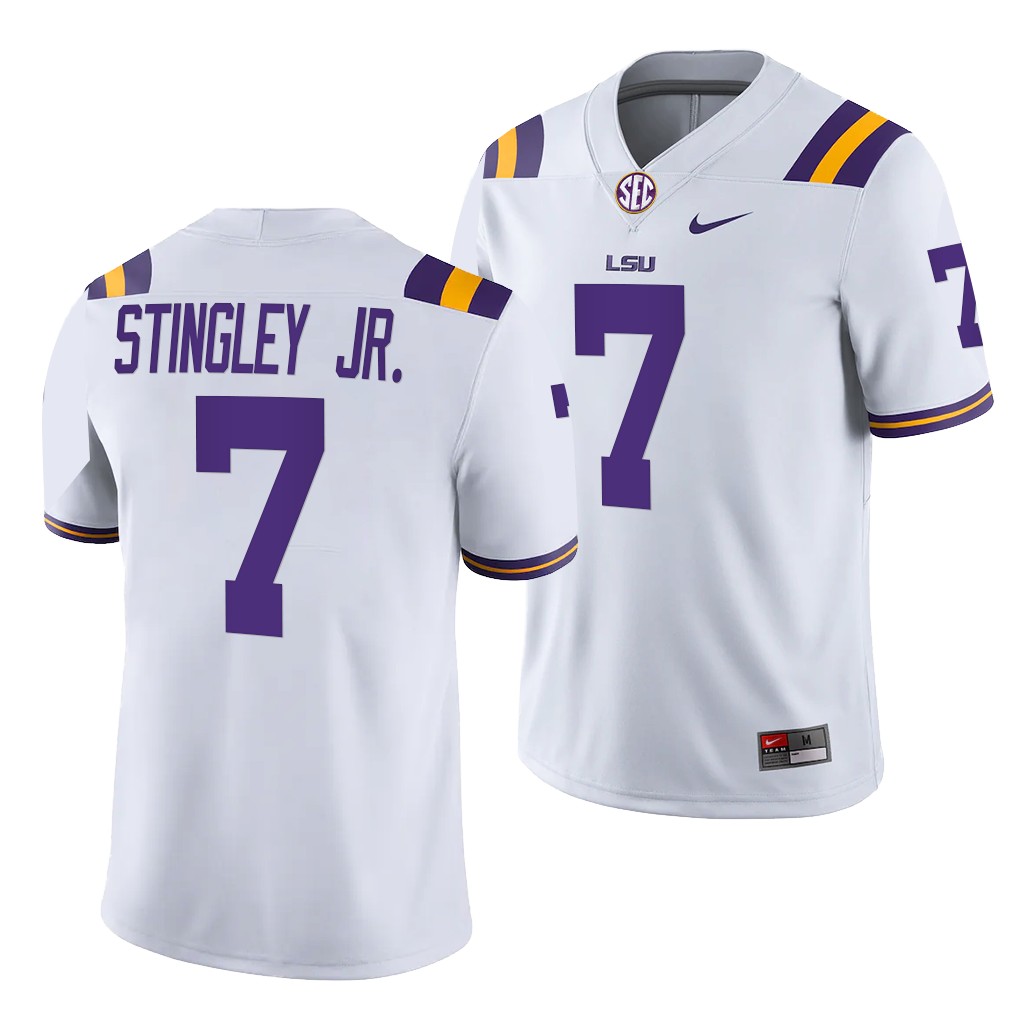 Derek Stingley Jr. LSU Tigers College White 7 Jersey Men