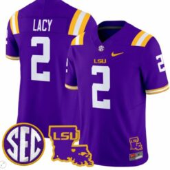 Kyren Lacy Jersey #2 LSU Tigers Louisiana Patch Vapor College Football Purple Stitched