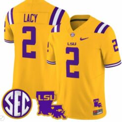 Kyren Lacy Jersey #2 LSU Tigers Louisiana Patch Vapor Limited College Football Gold