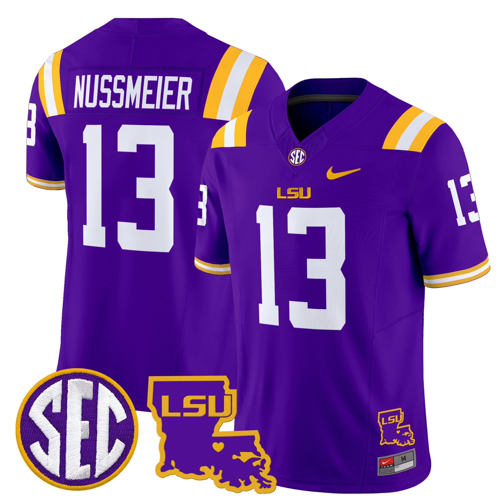 LSU Tigers Louisiana Patch Vapor Limited Jersey - All Stitched #9