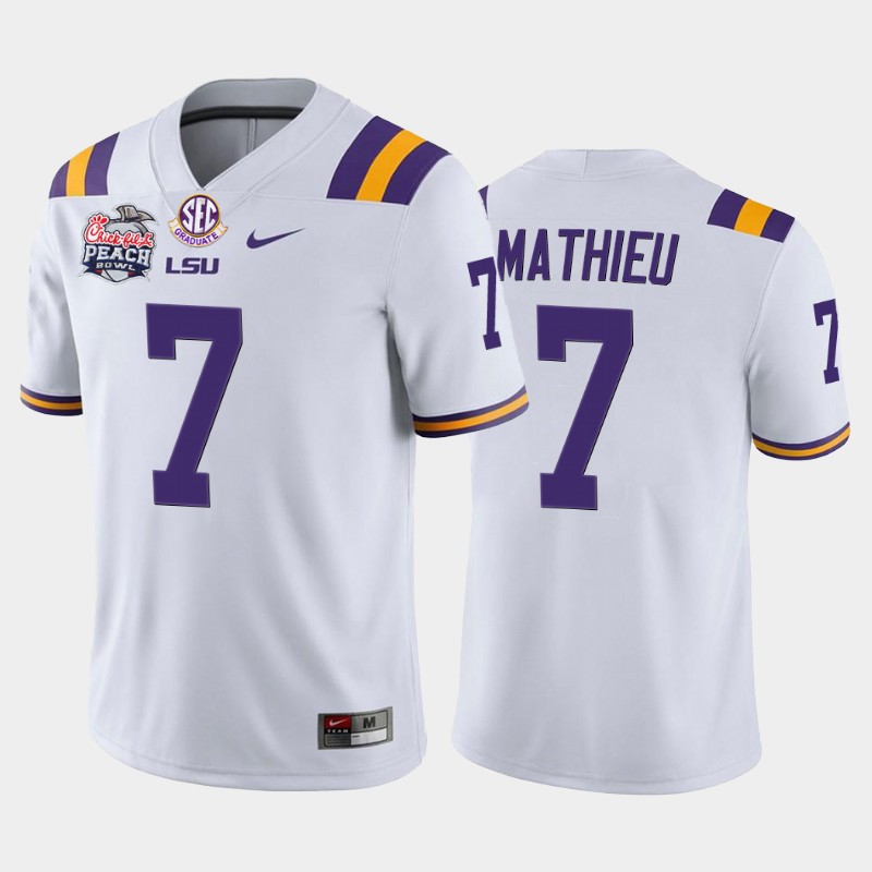 LSU Tigers Tyrann Mathieu White -20 Home Peach Bowl Champions Jersey College