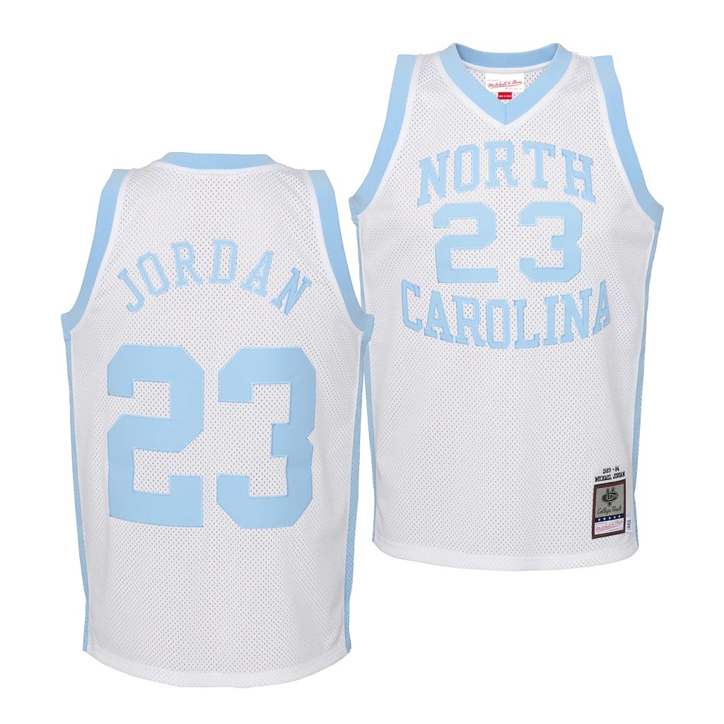 Michael Jordan North Carolina Tar Heels White Retired Player 1983-84 Youth Jersey