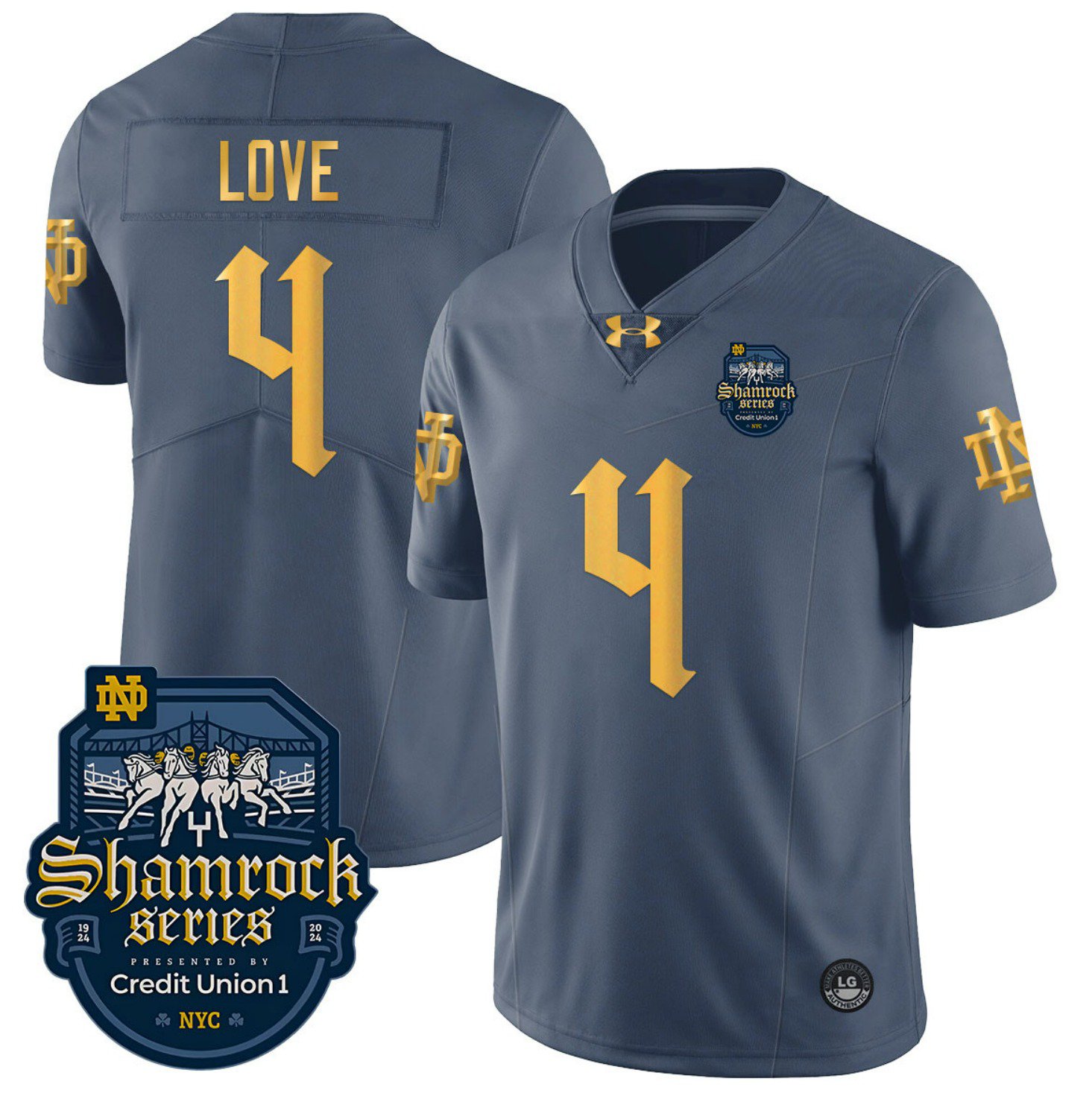 Notre Dame Shamrock Series Jersey Number 4 Name On The Back College Football Stitched