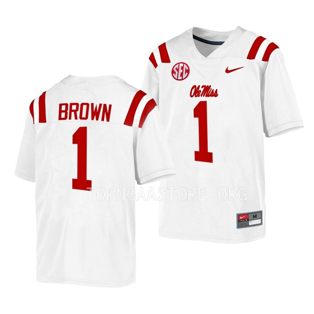 Ole Miss Rebels #1 A.J. Brown Game White Alumni Jersey