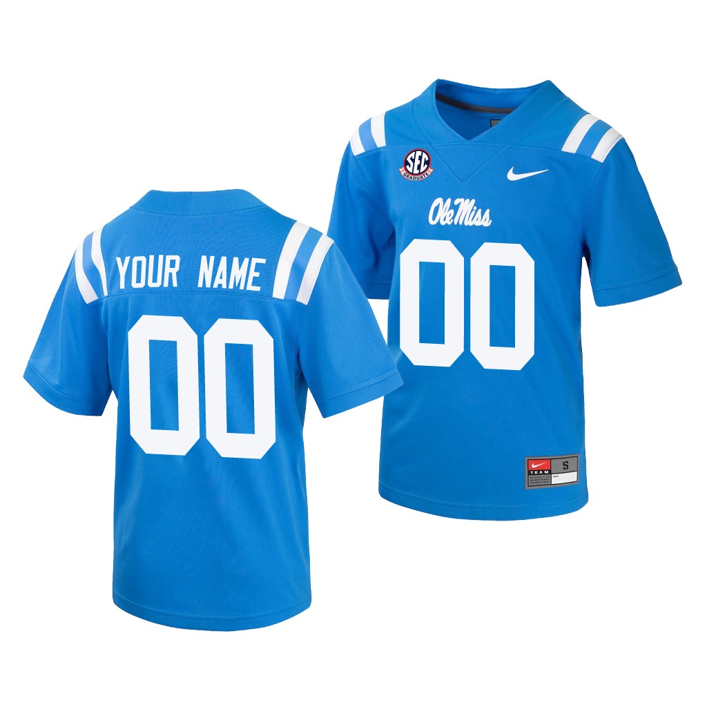 Ole Miss Rebels Custom 00 Powder Blue Jersey College Uniform