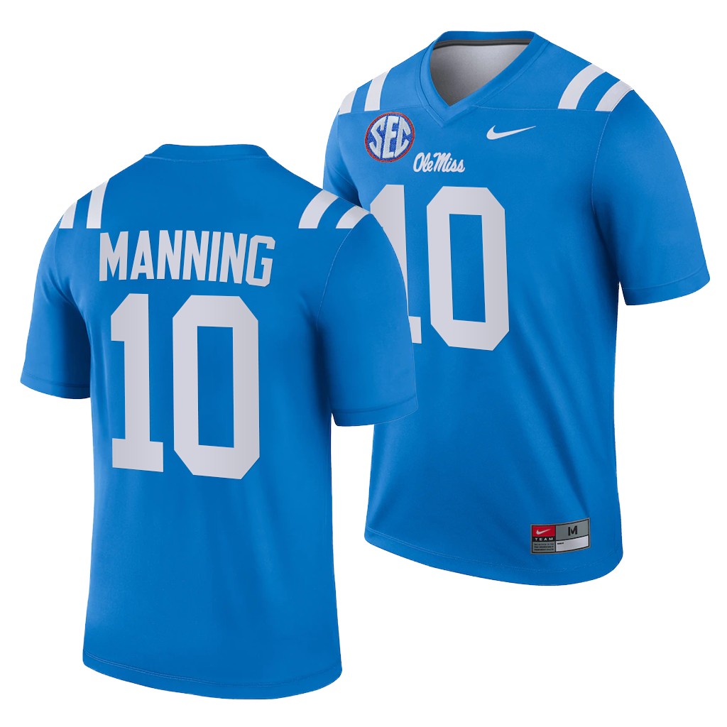 Ole Miss Rebels Eli Manning 10 Blue College Retired number Jersey Men